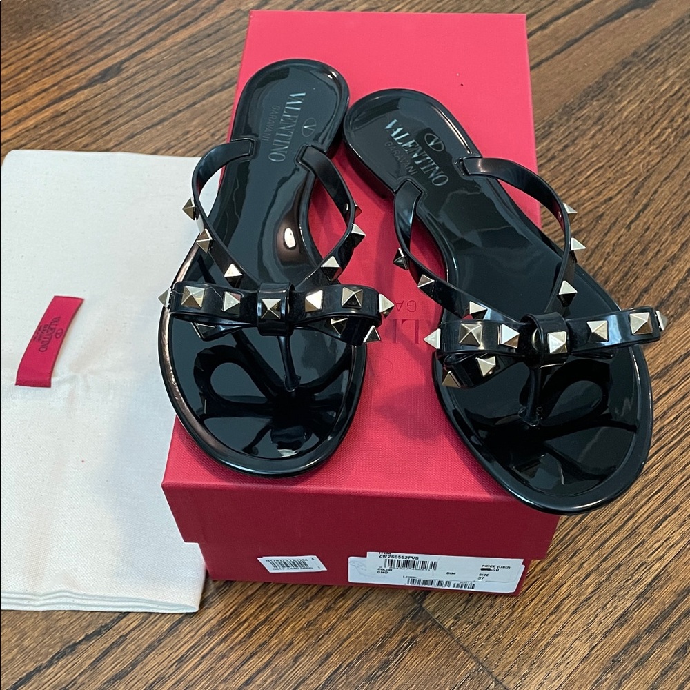 Valentino Garavani Rockstud PVC Flat Thong Sandals